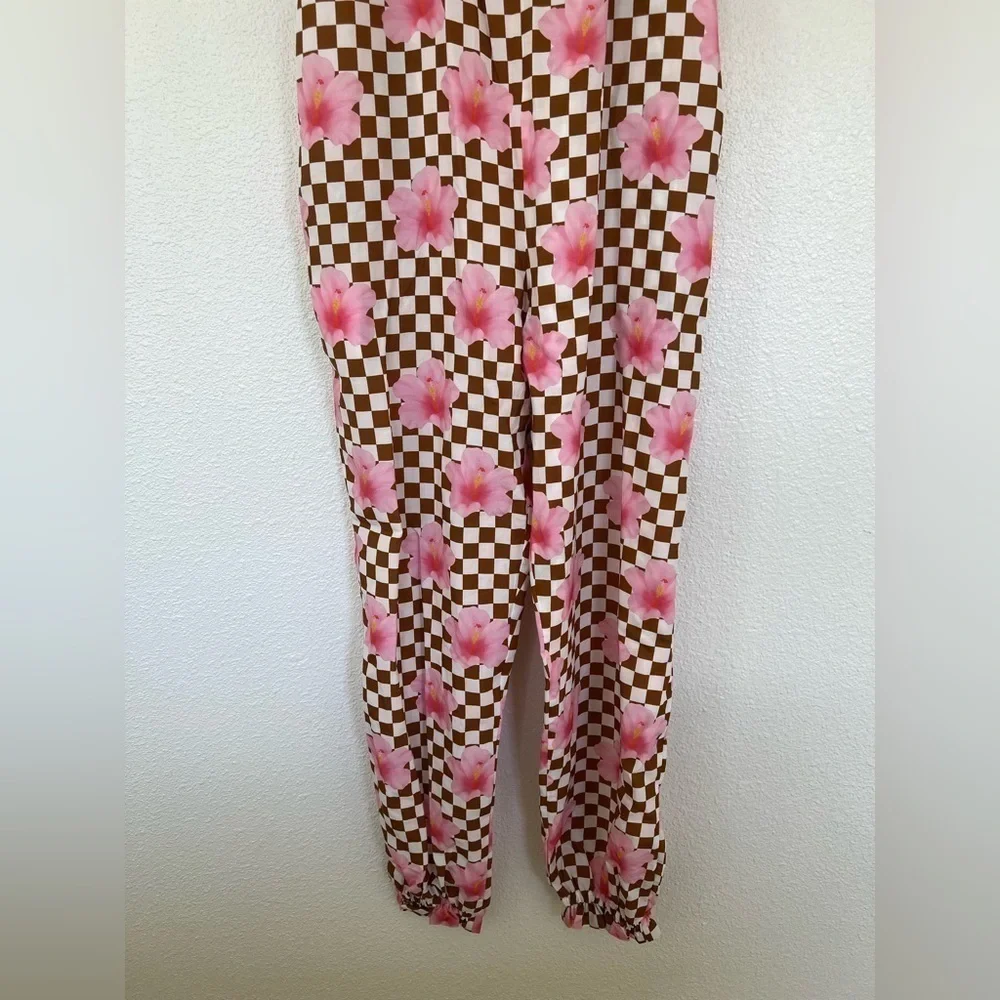 Kira Hawaii Checkered Hibiscus Jumpsuit